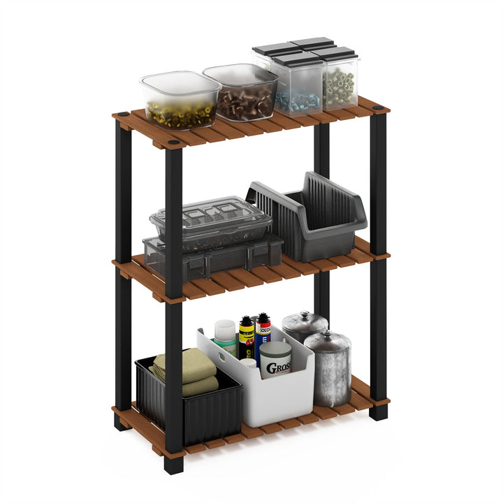 Furinno Pangkor Pflanzenregal mit 3 Ebenen, für drinnen und draussen, Holzständer mit quadratischen