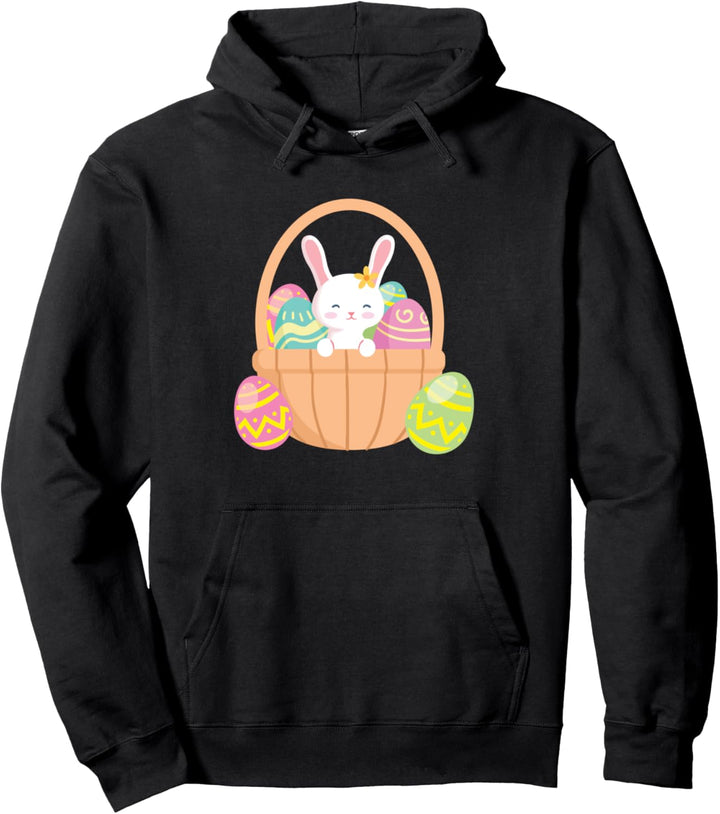 Niedliche Hase Kaninchen Korb Ostereierjagd Jungen Mädchen Pullover Hoodie