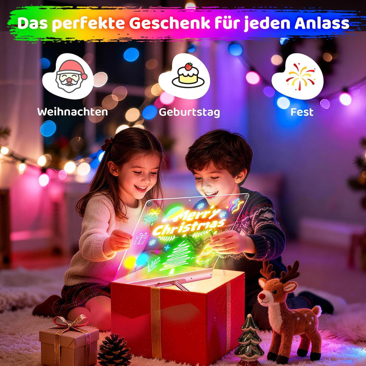 LED-Zeichentafel Wiederaufladbares 41cm, 9 Lichtmodi mit Timer, Neon-Trockenlöschtafel mit Ständer,