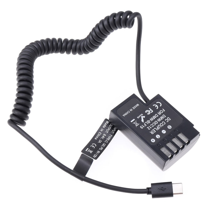 FOTGA USB-C Typ-C auf Decodierte DMW-BLF19 Dummy Akku DMW-DCC12 Koppler Netzteil Federkabel für Pana