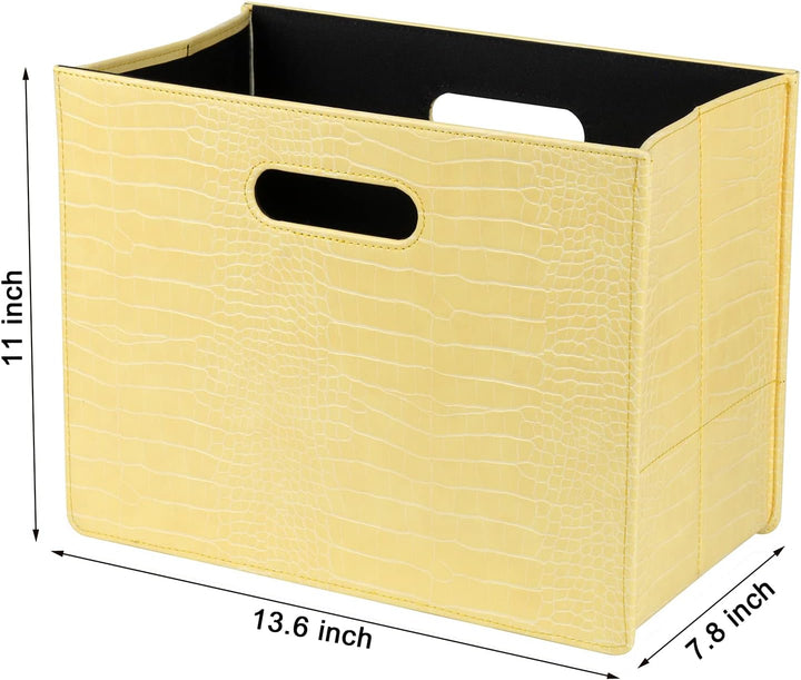 HofferRuffer Zeitschriftenhalter mit Griff, faltbarer Zeitschriftenständer aus PU-Leder, Dokumentenh