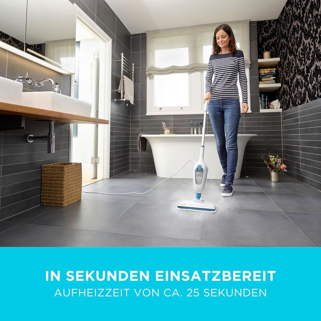 Black+Decker FSM13E1 Dampfbesen Steam Mop, Basic (Dampfreiniger für hygienische, gründliche Sauberke