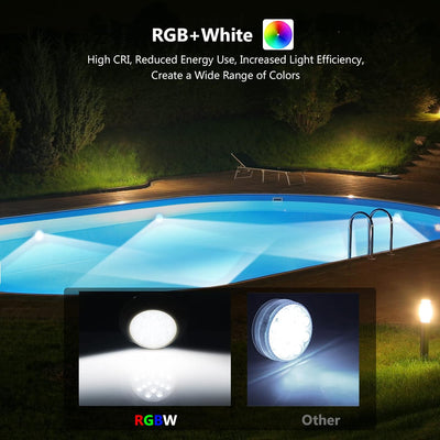 LyLmLe Wiederaufladbare LED Pool Lichter, 14cm Voll Wasserdicht RGBW Unterwasserscheinwerfer mit Fer