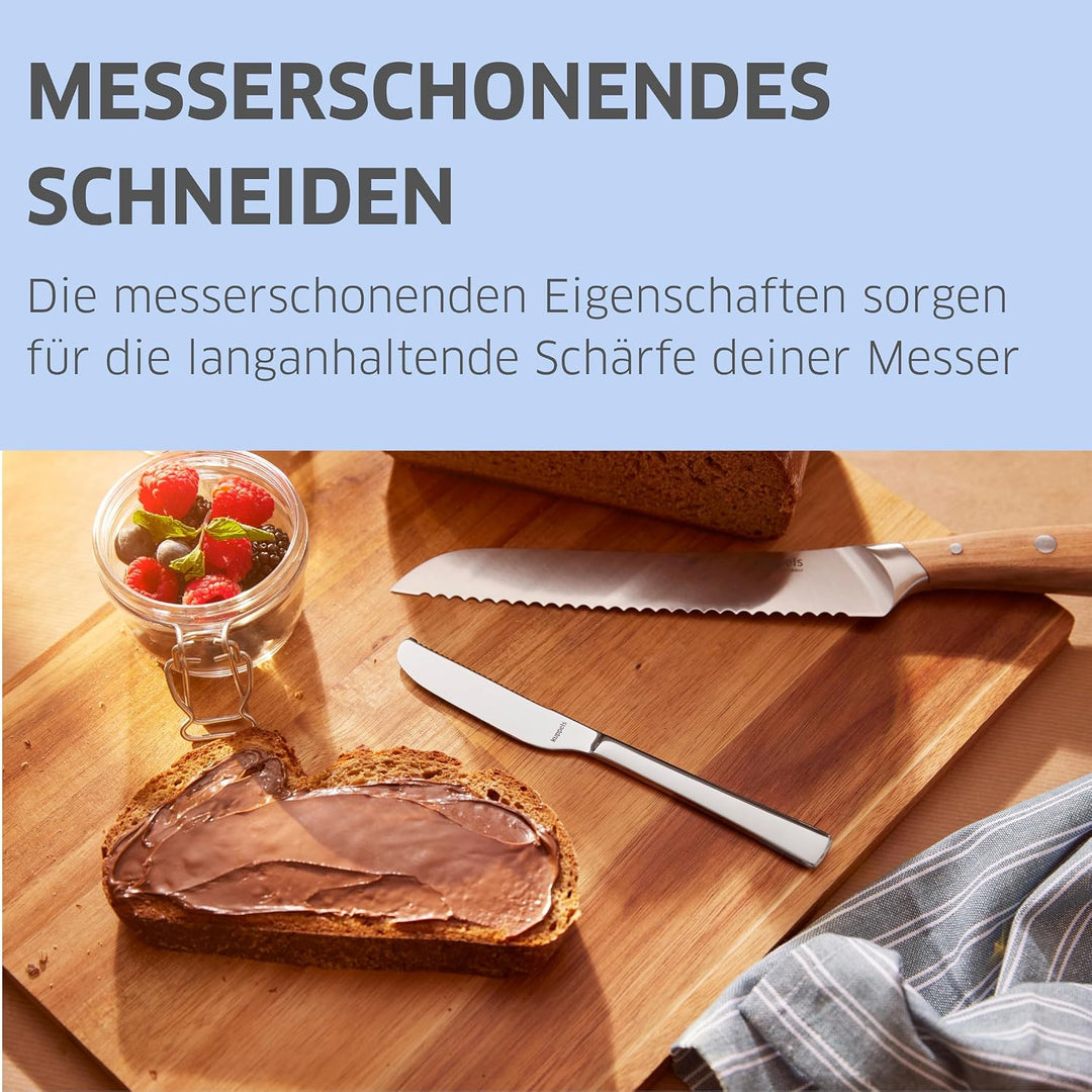 Kuppels Schneidebrett SLICE | Akazienholz | 40 x 30 x 1,5 cm | Holzbrett klingenschonend | Schneideb