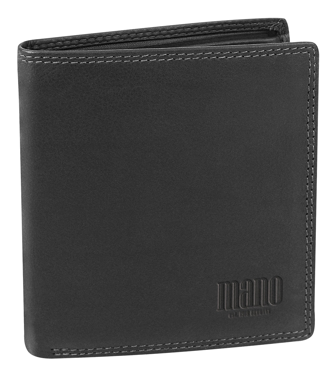 Mano Münzbörse Sutura Kleine Hochformatbörse mit Klappe (Schwarz) M19016, Schwarz