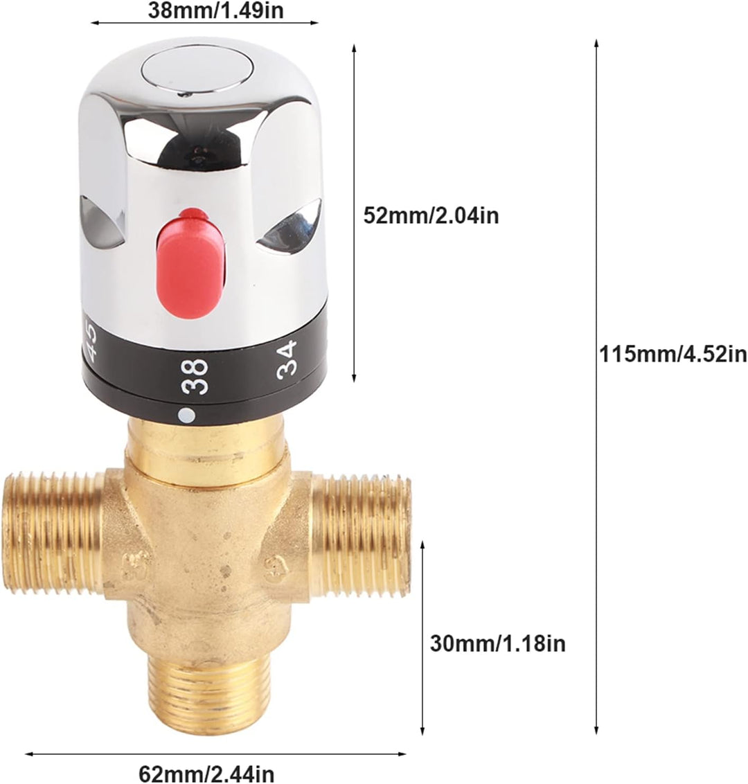 Duokon Messing Thermostat Mischventil Wassertemperatur Rohr Becken Thermostat Steuerung Badezimmer W