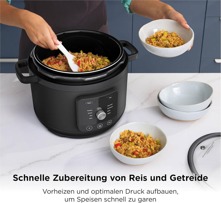 Ninja HyperHeat 9-in-1 Schnellkochtopf, Slow Cooker und Reiskocher, inkl. Dämpfeinsatz und herausneh