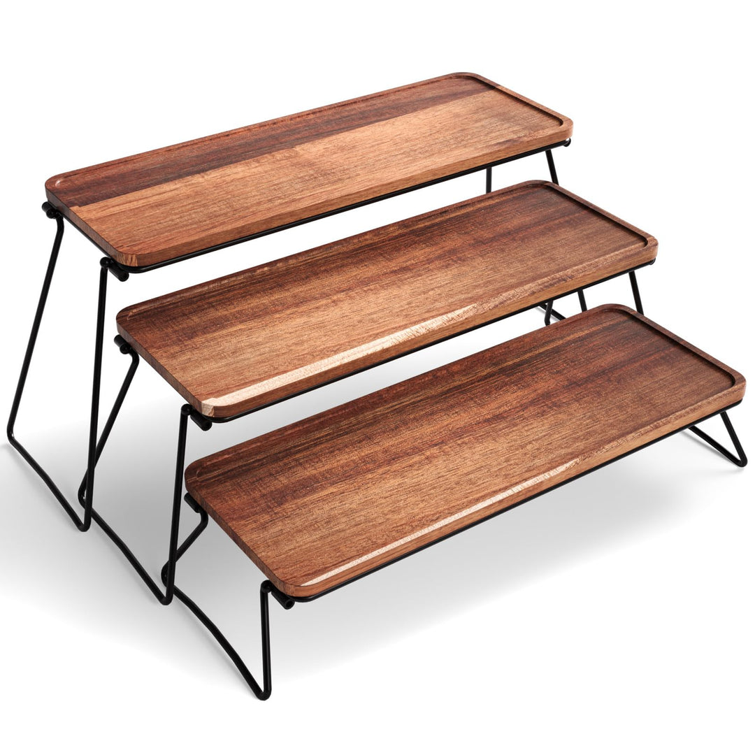 Fibogollo Servierständer Akazienholz 3-stöckig klappbar 40cm