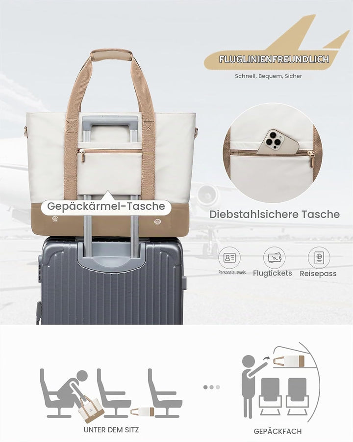 LOVEVOOK Reisetasche Damen, Wasserdicht Weekender Travel Bag mit Schuhfach, Duffle Bag Kliniktasche
