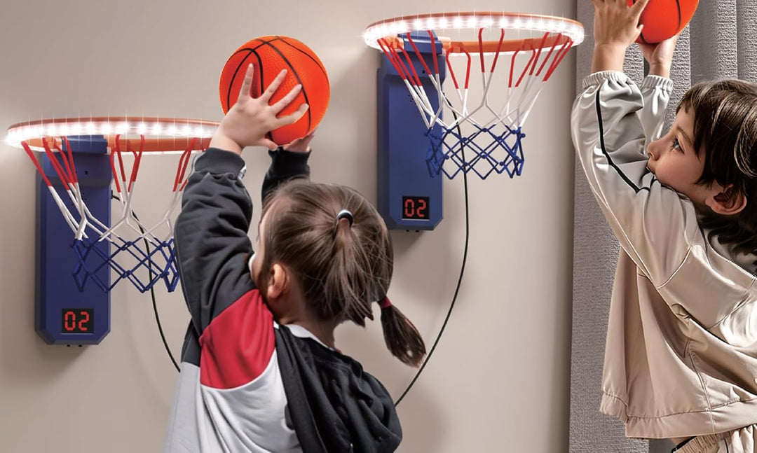 Mini Basketballkorb, 2pcs Basketballkorb mit Elektronische Anzeigetafel, Indoor Hoop Höhenverstellba