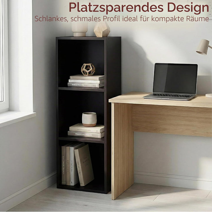 Vida Designs Oxford Bücherregal mit 3 Ebenen, würfelförmig, schwarz, Holz-Regaleinheit für Büro, Woh