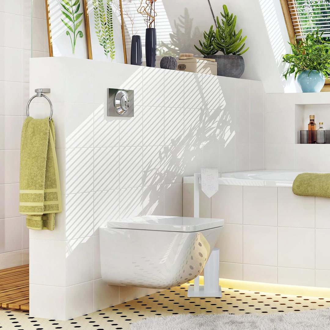 Relaxdays WC Garnitur, stehender Toilettenpapierhalter, Toilettenbürste mit Bürstenhalter, Stahl, HB