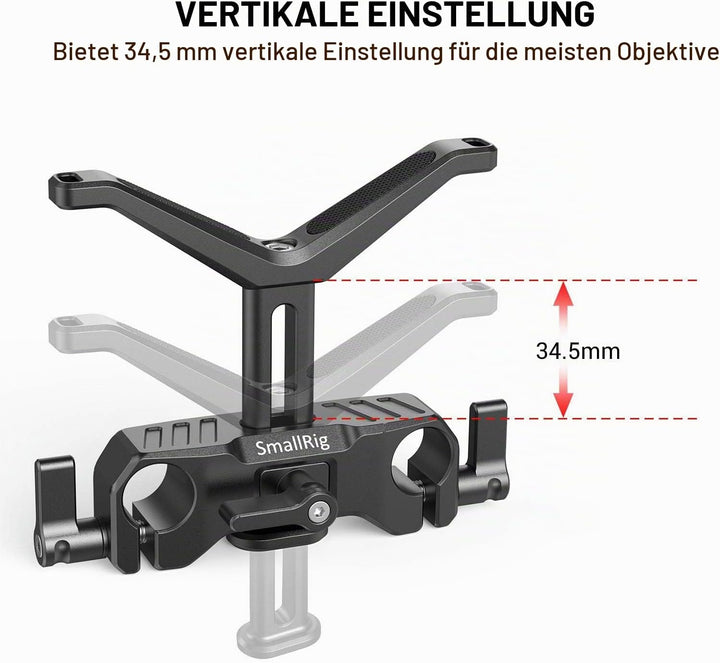 SMALLRIG Lange Linse Unterstützung mit 15mm Stangenklemme (34.5mm Höhenverstellbar) -BSL2680
