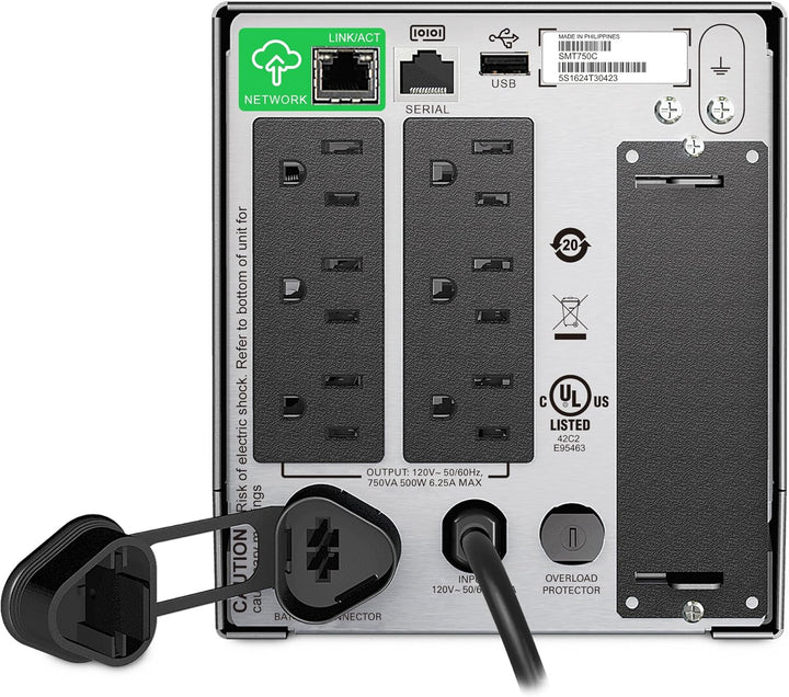 APC SMT750C Ununterbrochenes Netzteil 6 Ausgänge AC Line Interaktiv 750VA 500W - Ununterbrochene Ene