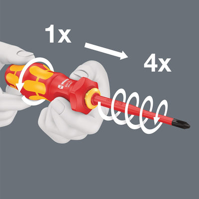 Wera 05057485001 Kraftform Kompakt Turbo I Imperial 1, VDE Isolierter Getriebe Schraubendreher Satz,