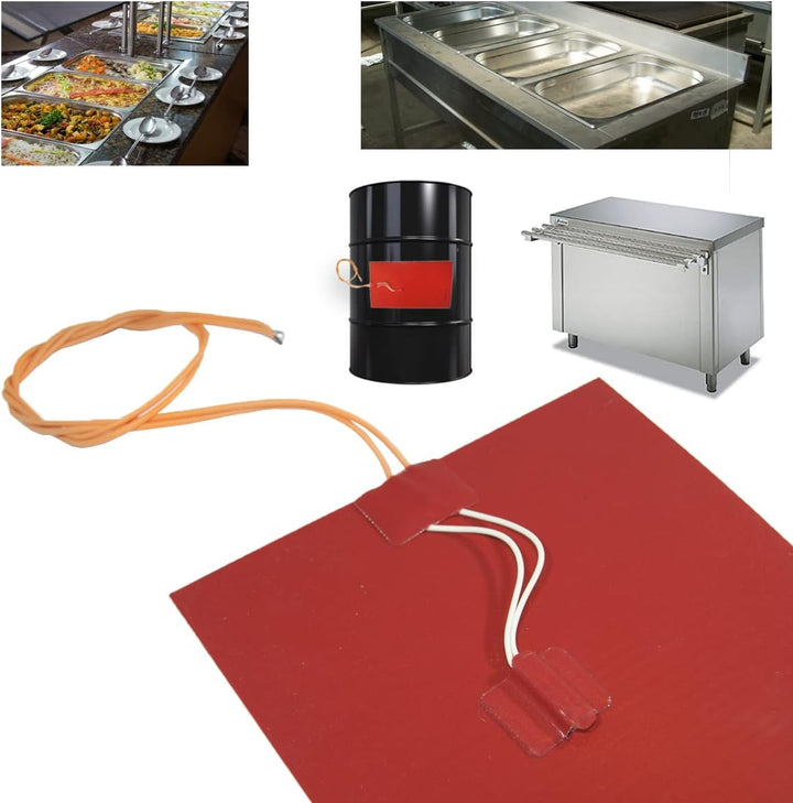 GOLDMAN SERVICE Ultraflacher, flexibler Silikon-Heizwiderstand mit Temperaturbegrenzer. 100 WATT, 22