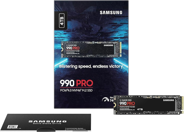 Samsung 990 PRO NVMe M.2 SSD, 4 TB, PCIe 4.0, 7.450 MB/s Lesen, 6.900 MB/s Schreiben, Interne SSD, F