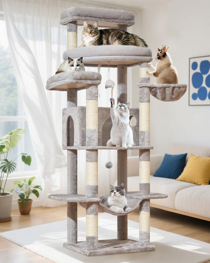 Taoqimiao 180CM Kratzbaum Gross XXL, Katzenbaum Grosse Katzen Stabil kratzbaum Maine Coon mit Katzen
