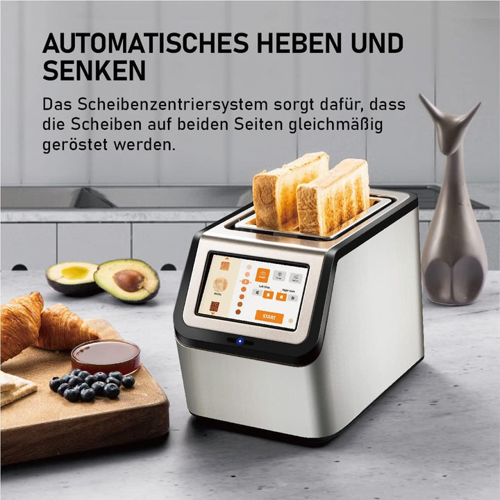 Smart Toaster mit Touchscreen, KETIAN 2-Scheiben Toaster,Abschaltautomatik, Auto Lift & Brotzentrier