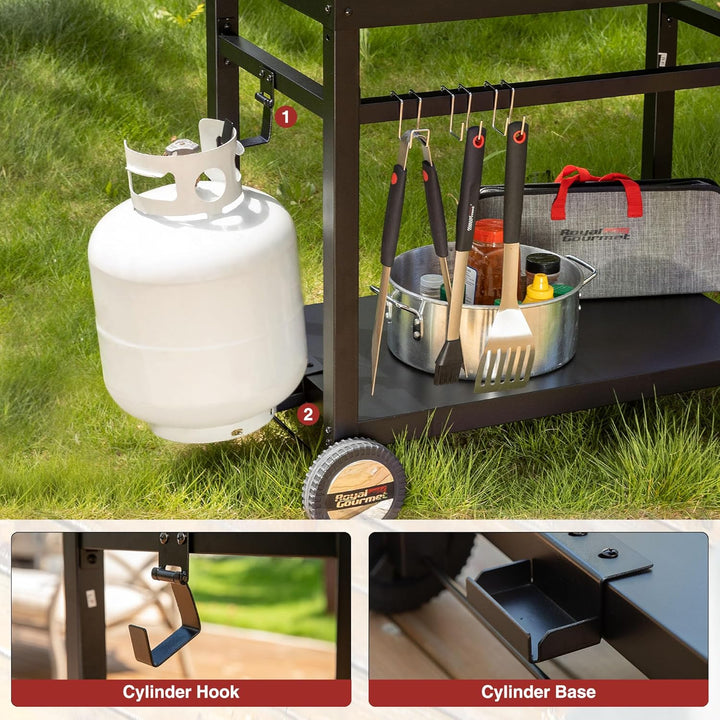 Royal Gourmet Grillwagen Grilltisch Outdoor Beistelltisch Garten Trolley Outdoorküche Multifunktione