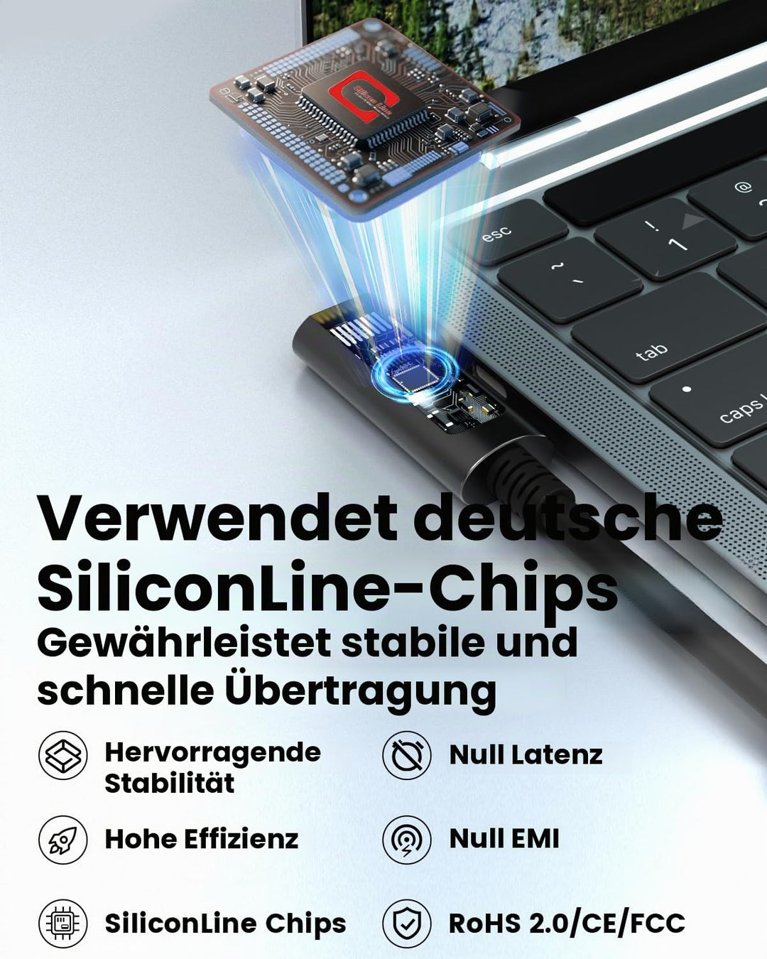 GeoHN.G USB A auf USB C Glasfaserkabel 10M, 90 Grad Rechter Winkel USB 3.2 10Gbps Aktives Optisches