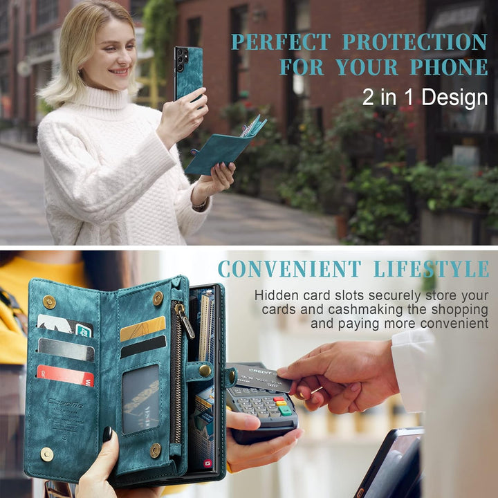 UFinetech Samsung S23 Ultra Hülle, Stossfest Kartenfach Magnetisch Abnehmbare Tasche Samsung Galaxy