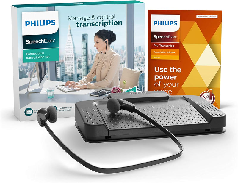 Philips LFH7277/08 SpeechExec Transkriptionsset, ergonomischer USB-Fussschalter ACC2330, Stereo-Unte