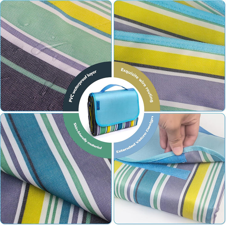 Picknickdecke 200x300 cm, XXL Picknickdecke Wasserdicht, Faltbar Gross Picnic Blanket Waschbar mit T