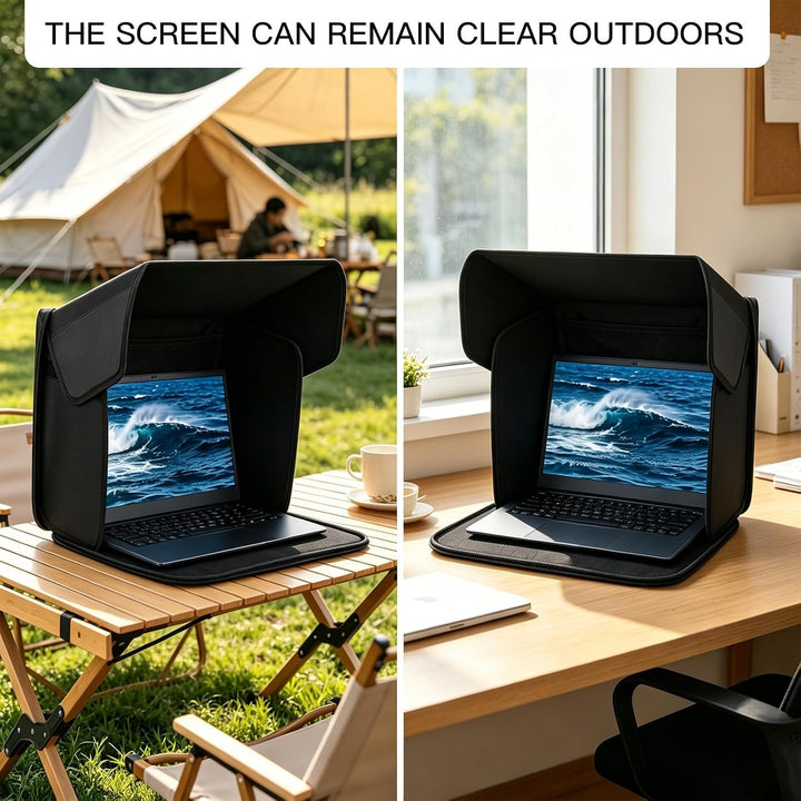 Laptop Sonnenschutz 14″ - Tragbare Bildschirm Sonnenblende &amp; 2-in-1 Laptoptasche - Effektiver Blend-