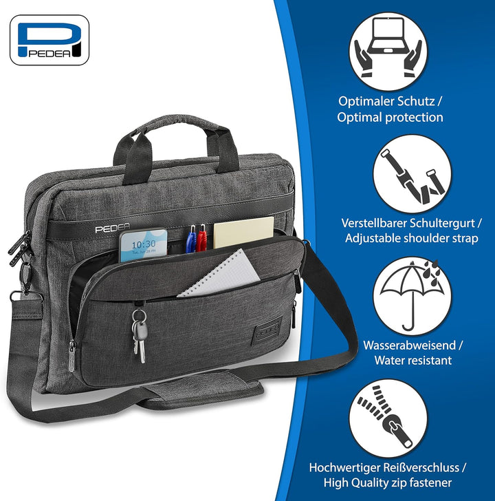 Pedea Laptoptasche URBAN-NICE Notebook Umhängetasche mit Tablet Fach, grau 15,6 Zoll Urban-Nice 15,6