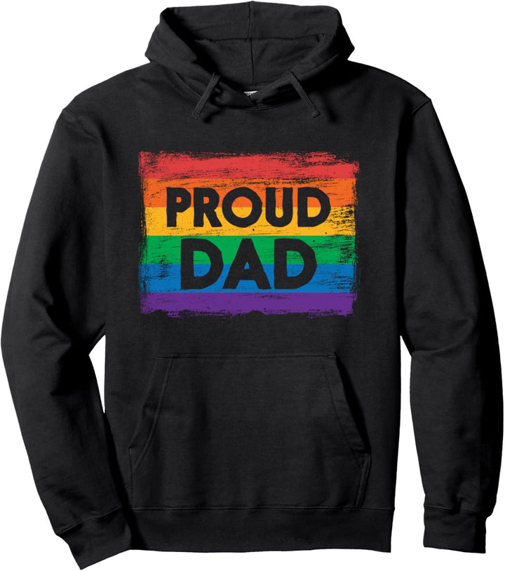 PROUD DAD - Gay Pride Regenbogen - Gemalte Flagge Pullover Hoodie