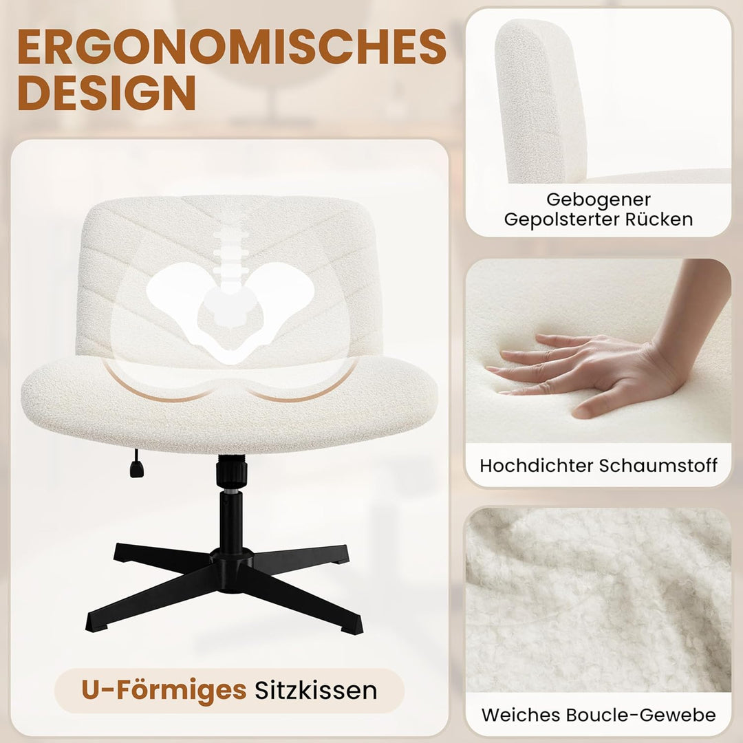 Yaheetech Bürostuhl, Ergonomischer Schreibtischstuhl mit breitem Sitzkissen, Höhenverstellbar Drehst