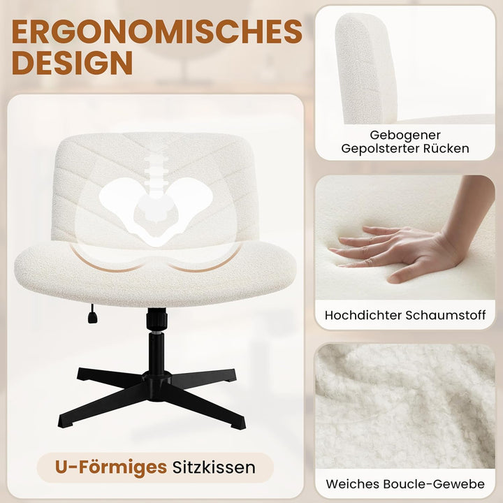 Yaheetech Bürostuhl, Ergonomischer Schreibtischstuhl mit breitem Sitzkissen, Höhenverstellbar Drehst