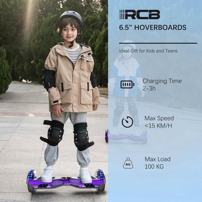 RCB Hoverboards 6,5 Zoll Skateboard Kinder und Jugendliche Hoverboards mit Bluetooth - Led Licht Seg
