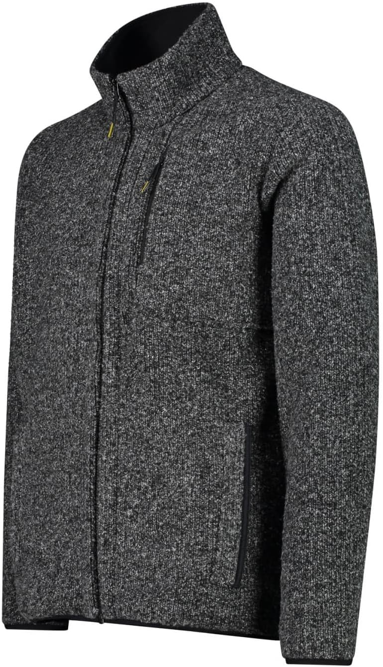 CMP Leichte Fleece-Strickjacke mit Netz 52 Nero Mel., 52 Nero Mel.