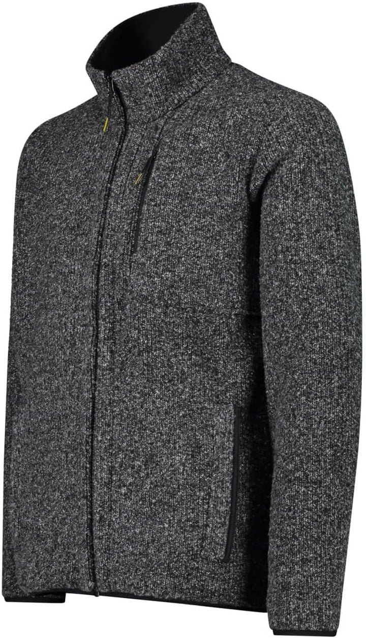 CMP Leichte Fleece-Strickjacke mit Netz 52 Nero Mel., 52 Nero Mel.