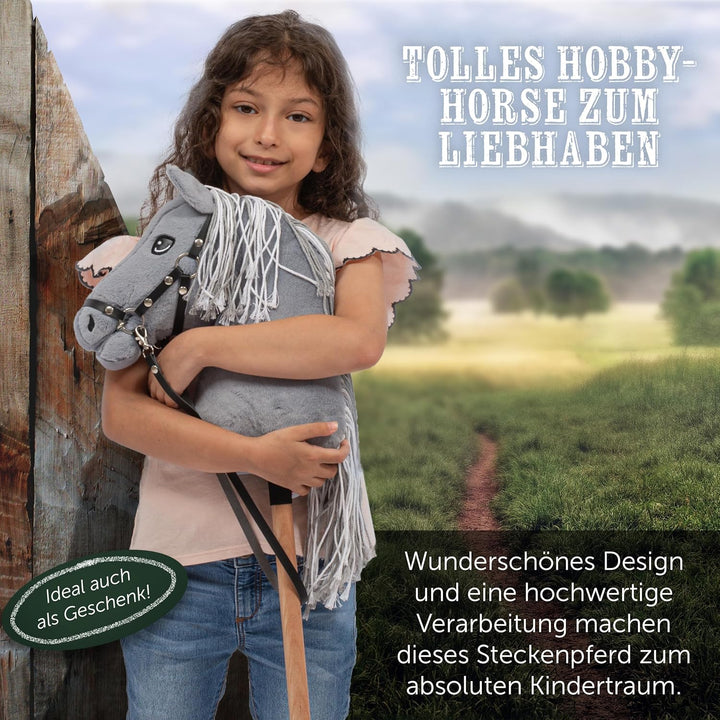 Pink Papaya Hobby Horse, mit Halfter und Trense Ronja, Steckenpferd fürs Hobby Horsing, Pferd zum Re