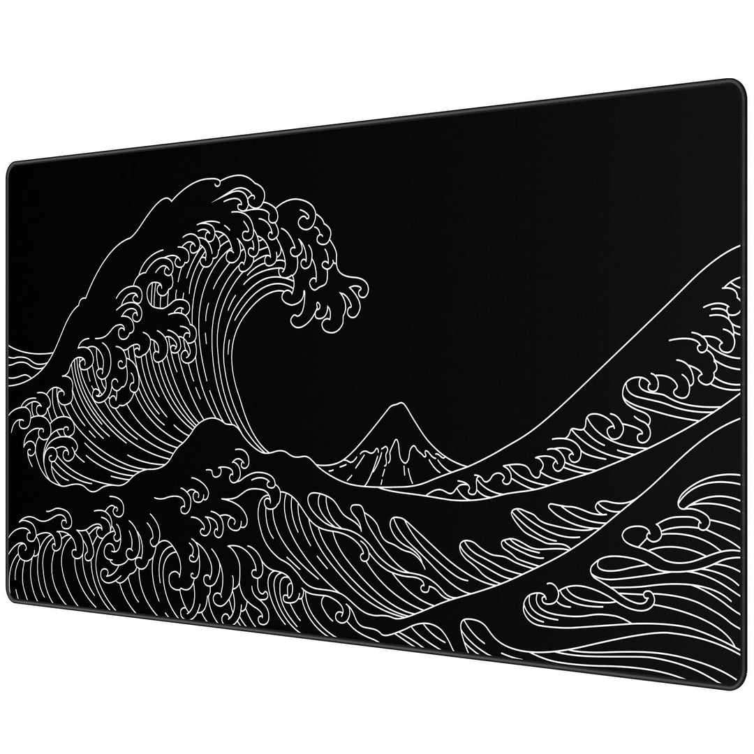 JIALONG XXL Speed Gaming Mauspad Schwarz 900 x 400mm - XXL Mousepad - Meereswelle Schreibtischunterl