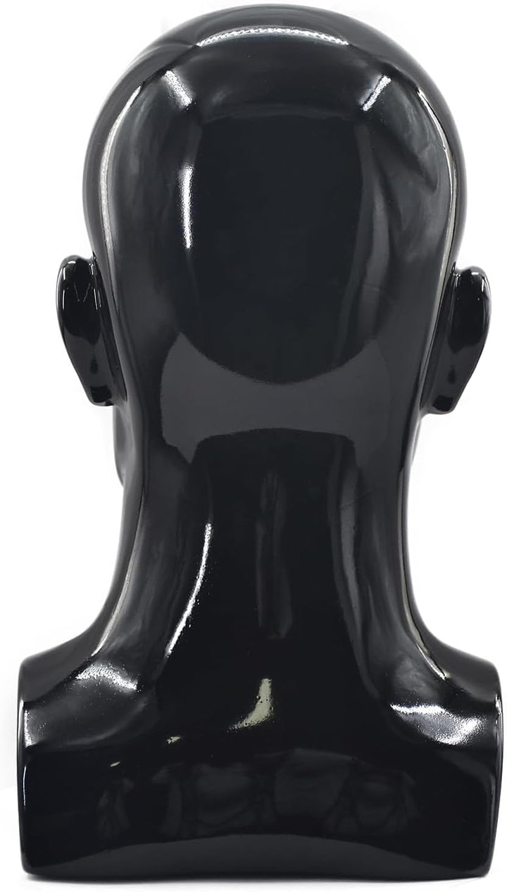 Schaufensterpuppenkopf, männlich, glänzend, für Kopfhörer, Hüte, Perücken, Schmuck, Schwarz (L90LH-P