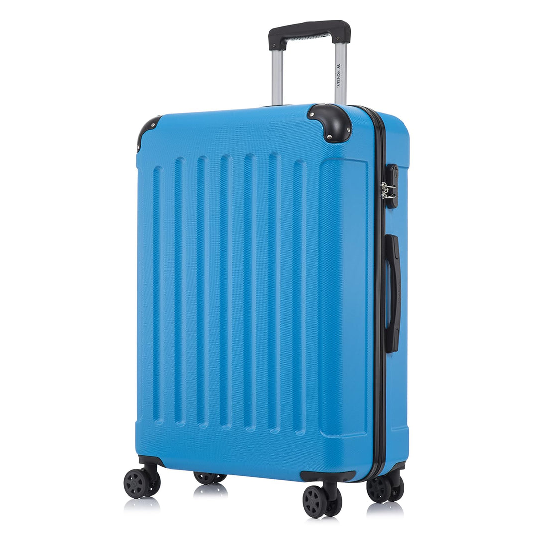 Koffer Suitcase XL Blau, Trolley Reisekoffer, Rollkoffer Handgepäck mit 4 Rollen 360°, Hartschalenre