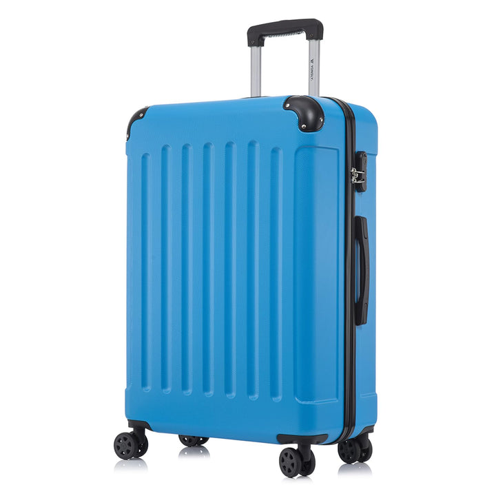 Koffer Suitcase XL Blau, Trolley Reisekoffer, Rollkoffer Handgepäck mit 4 Rollen 360°, Hartschalenre