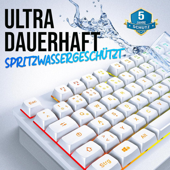 KLIM Chroma Wireless Gaming Tastatur Kabellos QWERTZ DEUTSCH - NEU 2024 - Langlebig, Ergonomisch, Wa