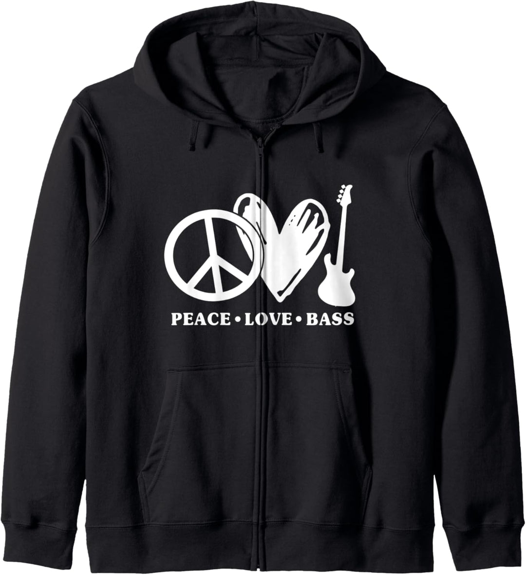 Peace, Love, Bass, Bassist, Gitarristen Sprüche Motiv Kapuzenjacke