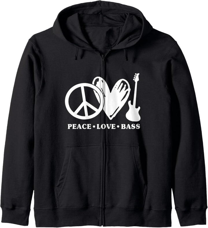 Peace, Love, Bass, Bassist, Gitarristen Sprüche Motiv Kapuzenjacke