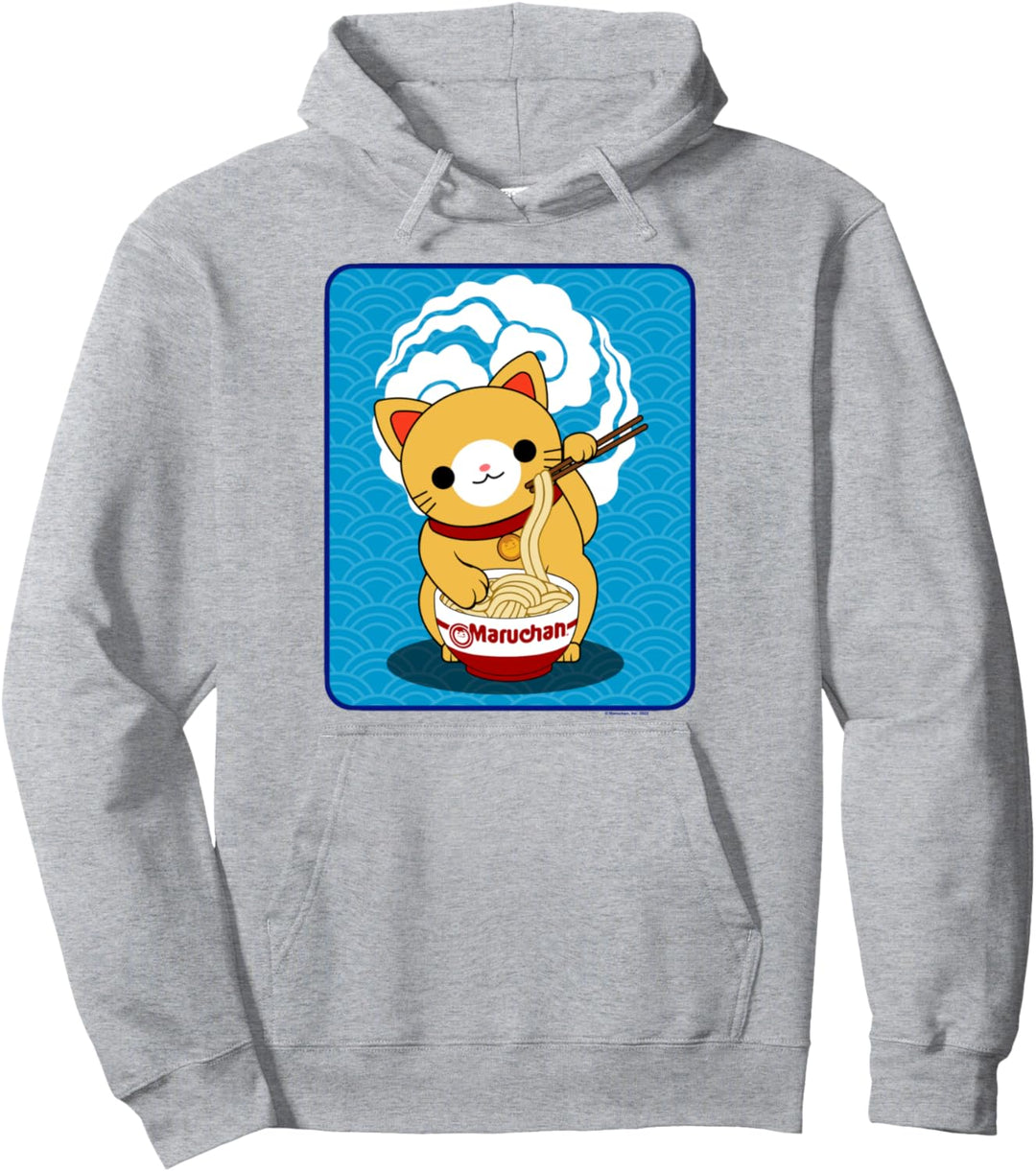 Maruchan Cat Eating Ramen Noodles Pullover Hoodie