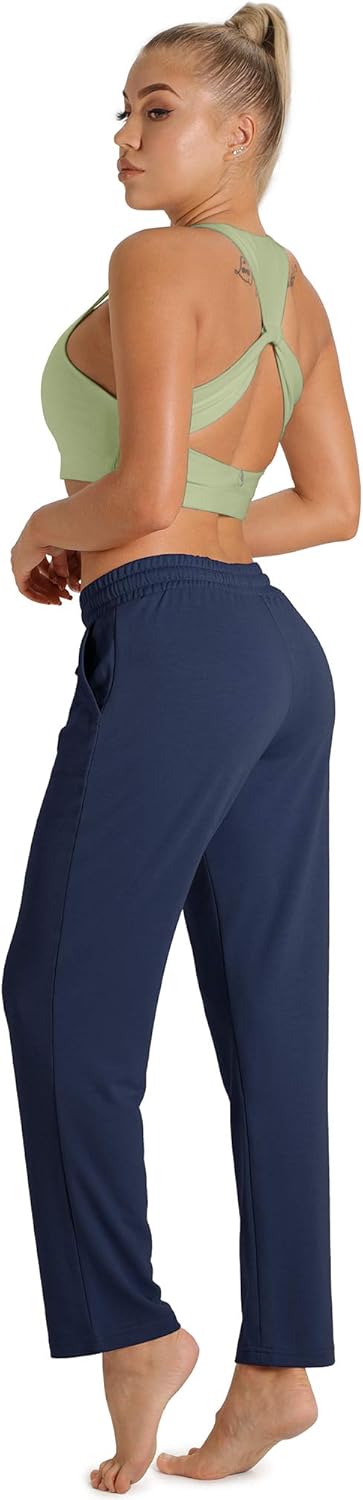 icyzone Damen Jogginghose Sweathose Lang Sporthose Freizeithose geradem Bein Hose mit Tunnelzug L Na