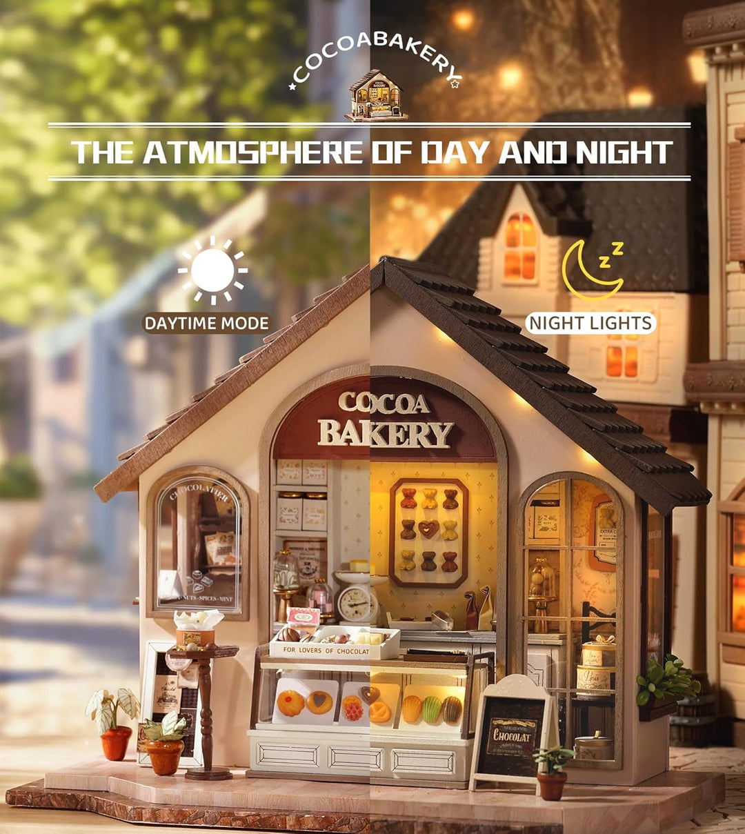 Spilay DIY Miniature House, Mini Handgefertigte Grünes Pflanzenstudio Kit Mit LED-Licht, Schutzhülle