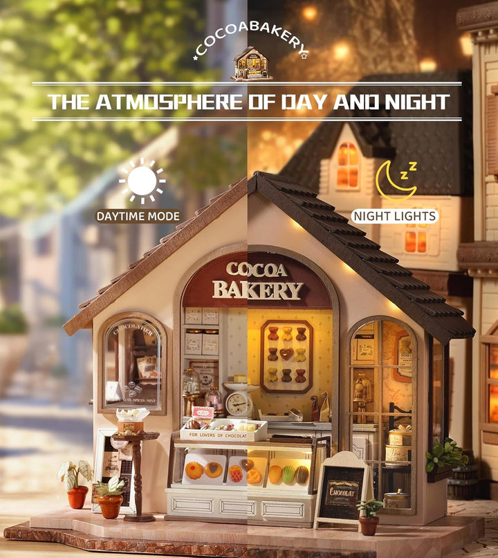 Spilay DIY Miniature House, Mini Handgefertigte Grünes Pflanzenstudio Kit Mit LED-Licht, Schutzhülle