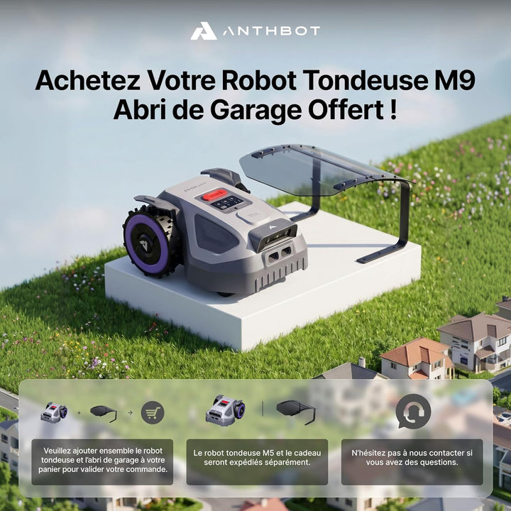 ANTHBOT M9 Rasenmähroboter, kabellos, NetRTK, 4G, Akku 5000 mAh, empfohlen 1000 m², maximal 1200 m²,