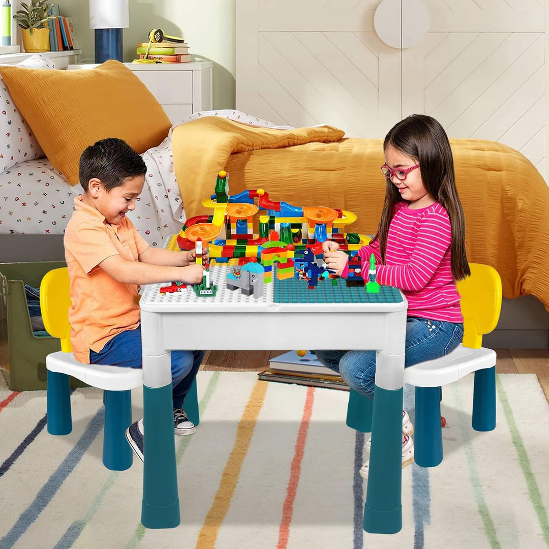 XMTECH 6 in 1 Kindertisch mit Stühle Set,Kompatibles Multi Aktivitätstisch Set,Basteltisch mit 2 Stü